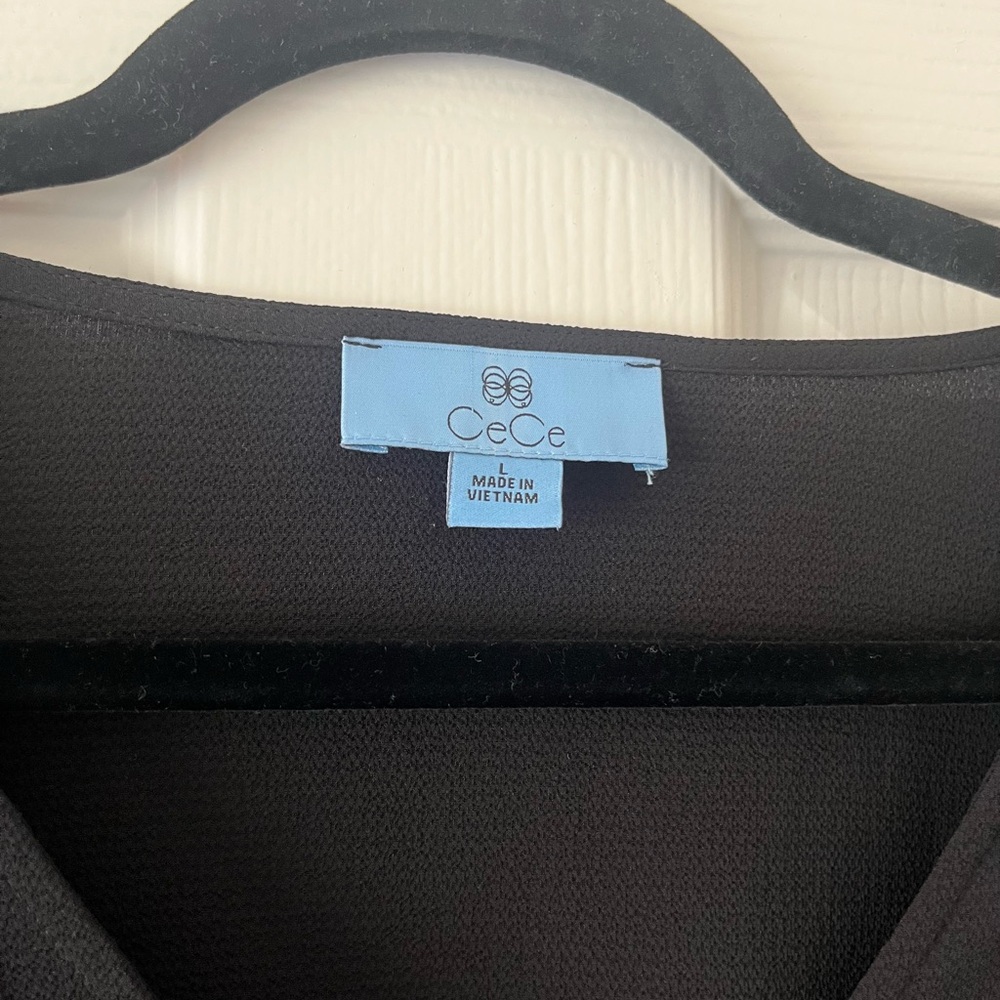 Cece Black Ruffle Button-Down Blouse - image 3